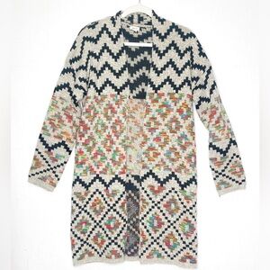 Debut Aztec Print Long Cardigan Duster Size Medium Style C10080 Soft